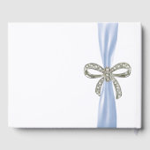 Blue Ribbon Diamond Bow Wedding Guestbook Gästebuch (Rückseite)