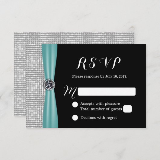 Blue Ribbon Diamond Modern Wedding RSVP (Vorne/Hinten)