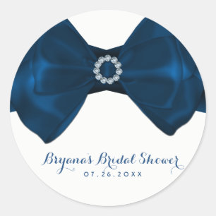Blue Ribbon & Diamonds Brautparty Elegantes Gesche Runder Aufkleber