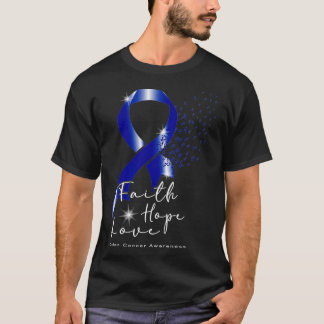 Blue Ribbon Faith Hope Liebe Colon Cancer Awarenes T-Shirt