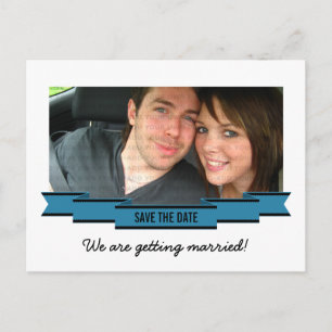 Blue Ribbon Foto Save the Date Postkarte