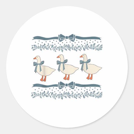 Blue Ribbon Gans mit Herz der 1980er Jahre Runder Aufkleber (Vorderseite)