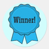 Blue Ribbon Gewinner Runder Aufkleber (Vorderseite)