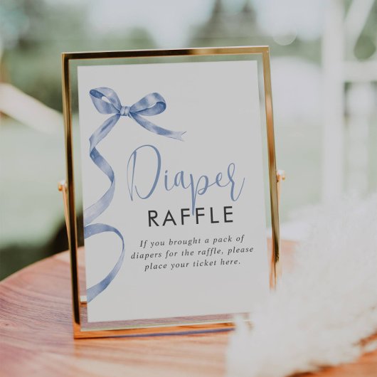 Blue Ribbon Girl Baby Dusche Windeln Raffle Schild