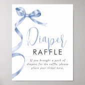Blue Ribbon Girl Baby Dusche Windeln Raffle Schild (Vorne)