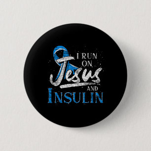 Blue Ribbon I Run On Jesus and Insulin Diabetes Aw Button