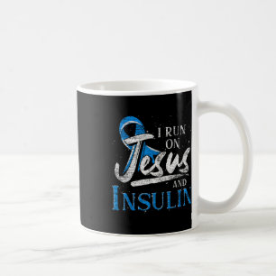 Blue Ribbon I Run On Jesus and Insulin Diabetes Aw Kaffeetasse