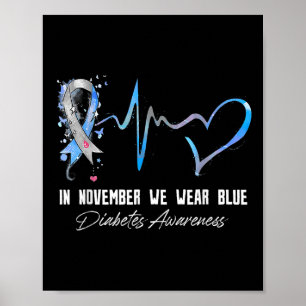 Blue Ribbon im November tragen wir Blau für Diabet Poster