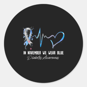 Blue Ribbon im November tragen wir Blau für Diabet Runder Aufkleber