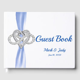 Blue Ribbon Infinity Heart Wedding Gästebuch