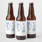Blue Ribbon Monogram Wedding  Bierflaschenetikett (Flaschen)
