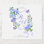 Blue Ribbon Monogram Wedding  Bierflaschenetikett (Einzelnes Label)
