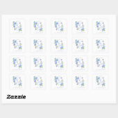 Blue Ribbon Monogram Wedding Quadratischer Aufkleber (Blatt)