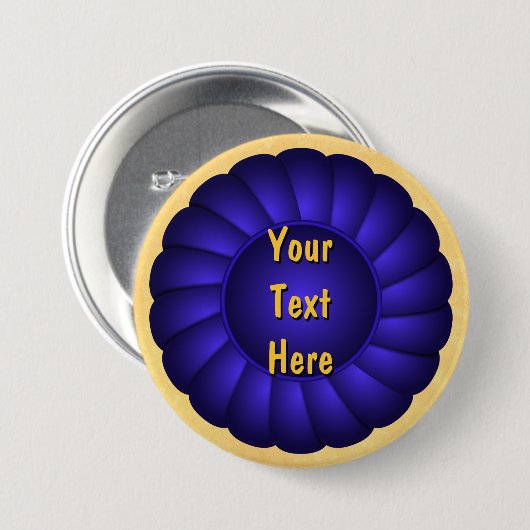 Blue Ribbon Rosette zum Personalisieren Button (Vorne & Hinten)