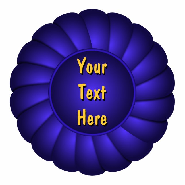 Blue Ribbon Rosette zum Personalisieren Fotoskulptur Magnet (Vorne)