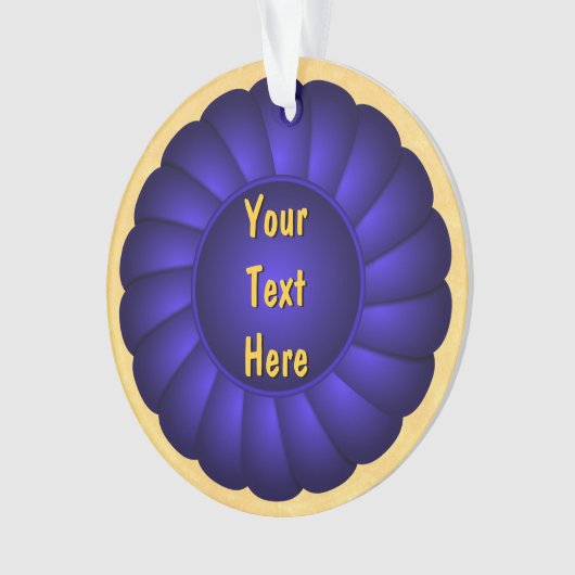 Blue Ribbon Rosette zum Personalisieren Ornament (Vorderseite)