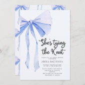 Blue Ribbon Sie bindet das Brautparty des Knotens Einladung (Vorne/Hinten)