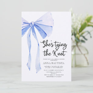 Blue Ribbon Sie bindet das Brautparty des Knotens Einladung