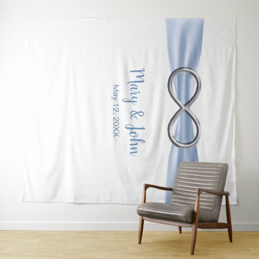 Blue Ribbon Silver Infinity Wedding Background Wandteppich (Beispiel (Horizontal))