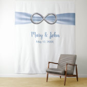 Blue Ribbon Silver Infinity Wedding Background Wandteppich (Beispiel)