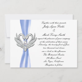 Blue Ribbon Silver Swans Einladung
