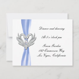 Blue Ribbon Silver Swans Empfang Card Einladung