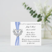 Blue Ribbon Silver Swans Engagement Party einladen Einladung (Stehend Vorderseite)