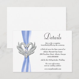 Blue Ribbon Silver Swans Hochzeitdetails Begleitkarte