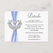 Blue Ribbon Silver Swans Hochzeitdetails Begleitkarte (Vorderseite)
