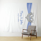 Blue Ribbon Silver Swans Hochzeitskugel Wandteppich (Beispiel (Horizontal))