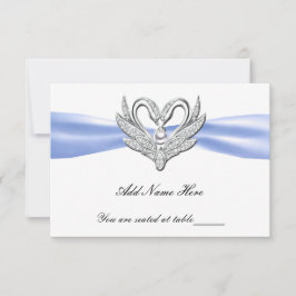 Blue Ribbon Silver Swans Table Platzkarte