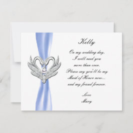 Blue Ribbon Silver Swans Trauzeugin Card Einladung
