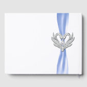 Blue Ribbon Silver Swans Wedding Gästebuch (Rückseite)