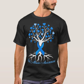 Blue Ribbon Tree Herz Kindesmissbrauch Präventions T-Shirt