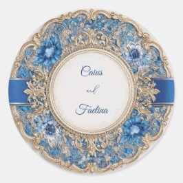 Blue Ribbon Viktorianisch Floral Wedding Sticker