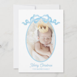 Blue Ribbon Watercolor Baby Holiday Card Feiertagskarte