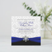 Blue Ribbon Winter Wedding Einladung (Stehend Vorderseite)