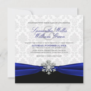 Blue Ribbon Winter Wedding Einladung