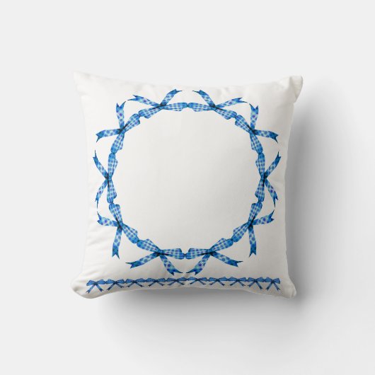 Blue Ribbon Wreath Throw Kissen (Vorderseite)