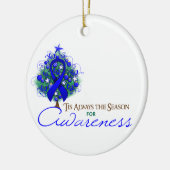 Blue Ribbon Xmas Awareness Saison Keramik Ornament (Links)