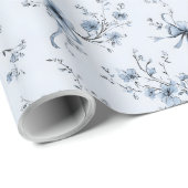 Blue Ribbons and Bows Toile Coquette Pattern  Geschenkpapier (Rolleneckpunkt)