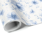 Blue Ribbons and Bows Toile Coquette Pattern  Geschenkpapier (Rolleneckpunkt)
