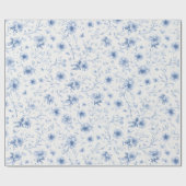 Blue Ribbons and Bows Toile Coquette Pattern  Geschenkpapier (Flach)