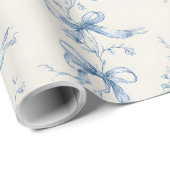 Blue Ribbons and Bows Toile Coquette Pattern  Geschenkpapier (Rolleneckpunkt)