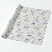 Blue Ribbons and Bows Toile Coquette Pattern  Geschenkpapier (Ungerollt)