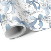 Blue Ribbons and Bows Toile Coquette Pattern  Geschenkpapier (Rolleneckpunkt)