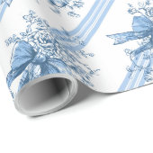 Blue Ribbons and Bows Toile Coquette Pattern  Geschenkpapier (Rolleneckpunkt)