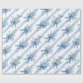 Blue Ribbons and Bows Toile Coquette Pattern  Geschenkpapier (Flach)