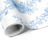 Blue Ribbons and Bows Toile Coquette Pattern Geschenkpapier (Rolleneckpunkt)