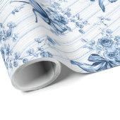 Blue Ribbons and Bows Toile Coquette Pattern  Geschenkpapier (Rolleneckpunkt)